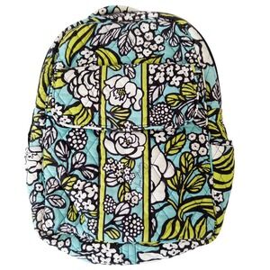 Vera Bradley Backpack Womens Turquoise Floral Quilted Cotton BotanTravel Bag